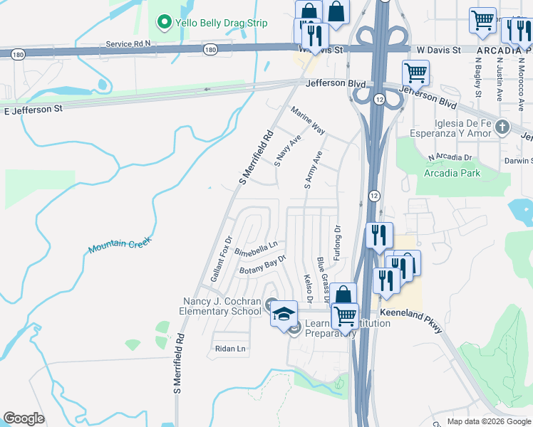 map of restaurants, bars, coffee shops, grocery stores, and more near 601 Gallant Fox Drive in Dallas