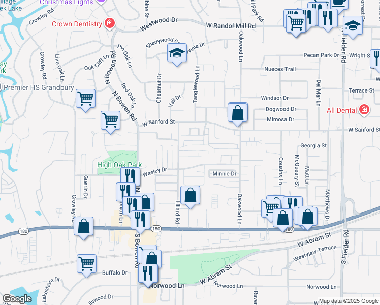 map of restaurants, bars, coffee shops, grocery stores, and more near 2211 Winter Sunday Way in Arlington