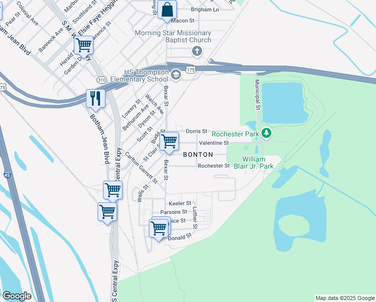 map of restaurants, bars, coffee shops, grocery stores, and more near 2717 Silkwood Street in Dallas