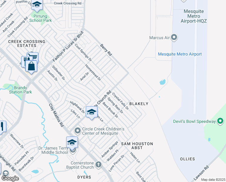 map of restaurants, bars, coffee shops, grocery stores, and more near 2500 Crystal Falls Drive in Mesquite