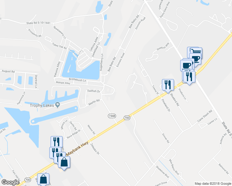 map of restaurants, bars, coffee shops, grocery stores, and more near 2967 Blackfish Road in Johns Island
