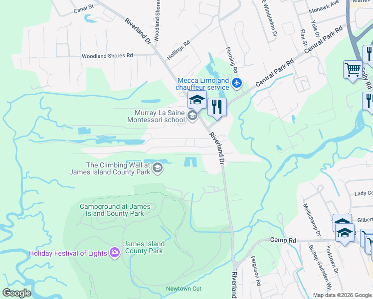 map of restaurants, bars, coffee shops, grocery stores, and more near 2049 Terrabrook Lane in Charleston