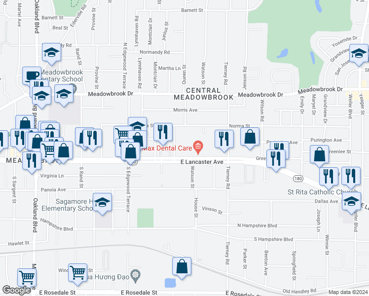 map of restaurants, bars, coffee shops, grocery stores, and more near 4909 East Lancaster Avenue in Fort Worth