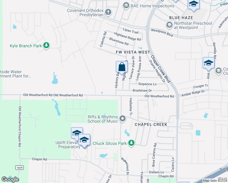map of restaurants, bars, coffee shops, grocery stores, and more near 1229 Hickory Bend Lane in Fort Worth
