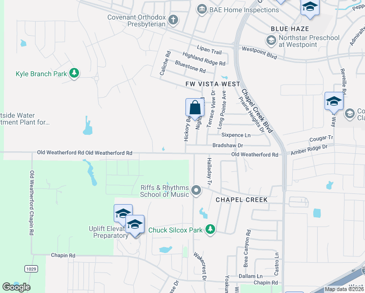 map of restaurants, bars, coffee shops, grocery stores, and more near 1229 Hickory Bend Lane in Fort Worth
