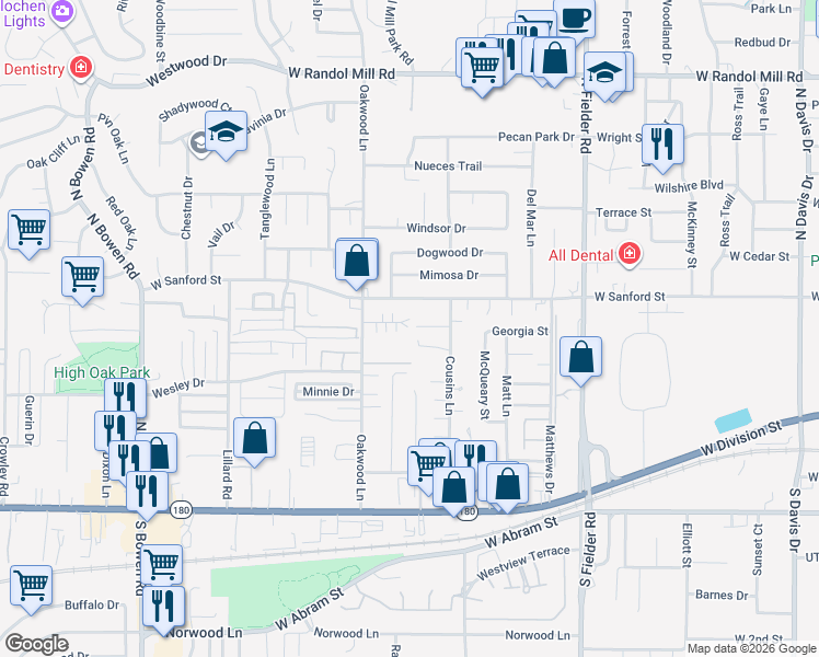 map of restaurants, bars, coffee shops, grocery stores, and more near 1830 Sheehan Court in Arlington