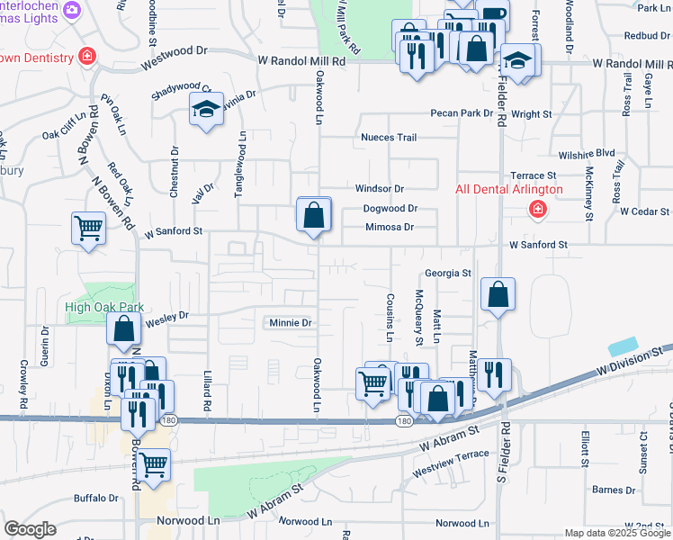 map of restaurants, bars, coffee shops, grocery stores, and more near 1910 Nolen Court in Arlington