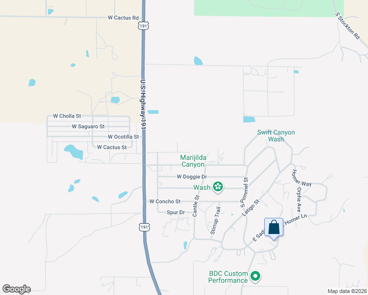 map of restaurants, bars, coffee shops, grocery stores, and more near 510 West Frying Pan Drive in Safford