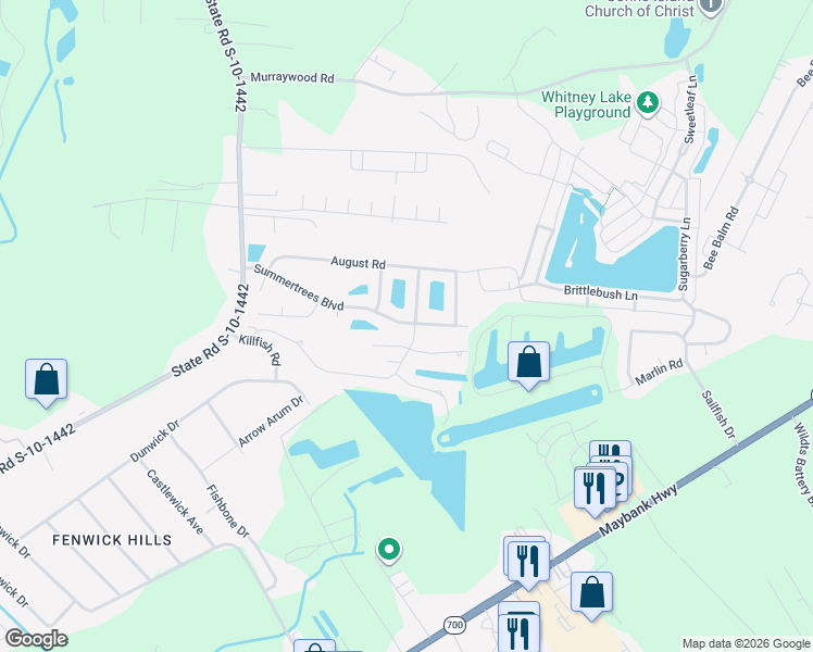 map of restaurants, bars, coffee shops, grocery stores, and more near 2791 Summertrees Boulevard in Johns Island