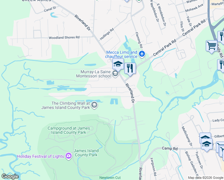 map of restaurants, bars, coffee shops, grocery stores, and more near 2037 Bradham Road in Charleston