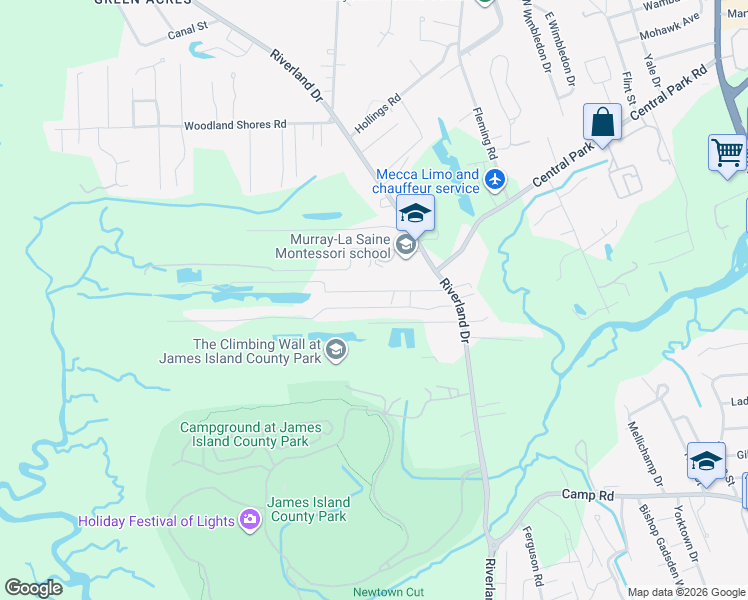 map of restaurants, bars, coffee shops, grocery stores, and more near 2107 Bradham Road in Charleston