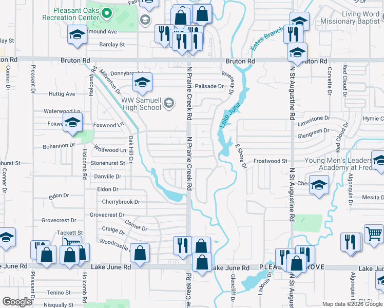 map of restaurants, bars, coffee shops, grocery stores, and more near 8965 Rosecliff Drive in Dallas