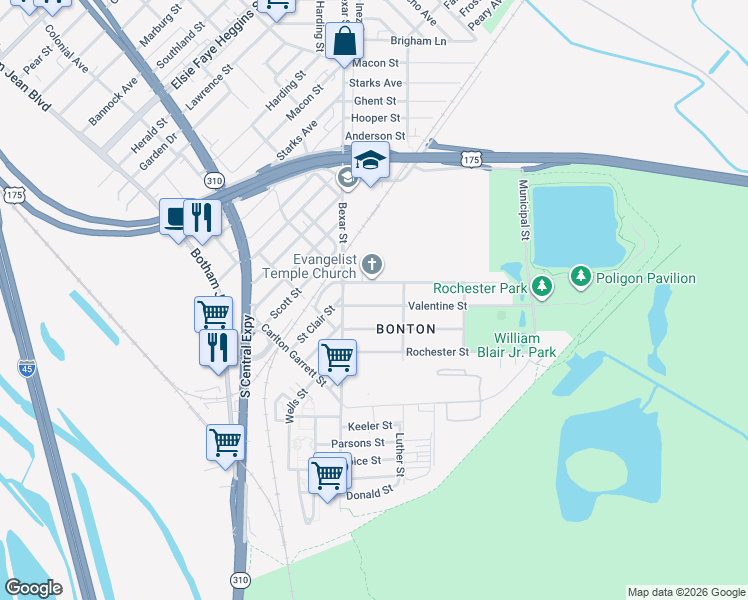 map of restaurants, bars, coffee shops, grocery stores, and more near 2717 Valentine Street in Dallas