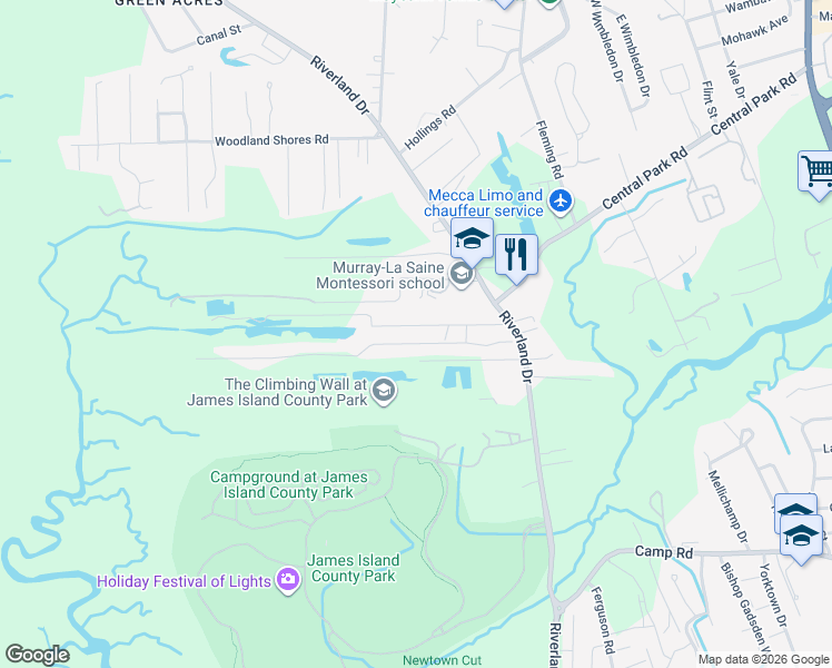 map of restaurants, bars, coffee shops, grocery stores, and more near 2107 Bradham Road in Charleston