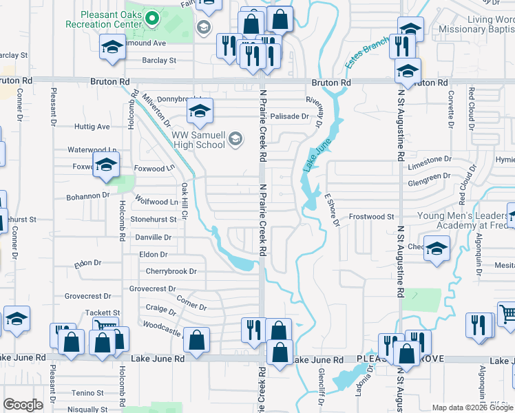 map of restaurants, bars, coffee shops, grocery stores, and more near 8965 Rosecliff Drive in Dallas