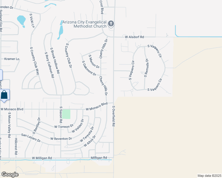 map of restaurants, bars, coffee shops, grocery stores, and more near 15183 South Cherry Hills Drive in Arizona City