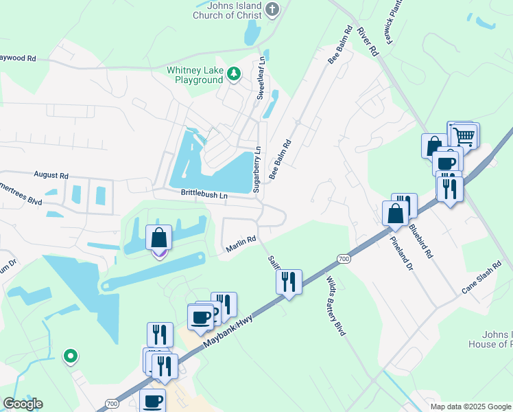 map of restaurants, bars, coffee shops, grocery stores, and more near 2934 Blackfish Road in Johns Island