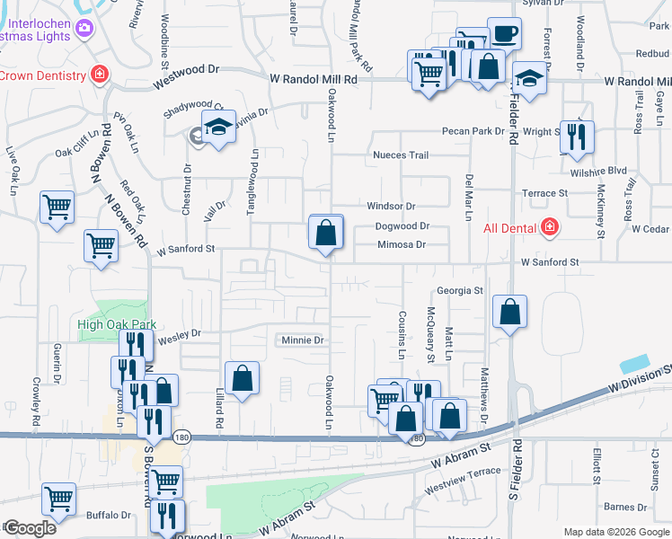 map of restaurants, bars, coffee shops, grocery stores, and more near 1914 Nolen Court in Arlington