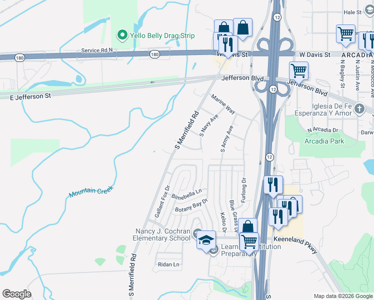 map of restaurants, bars, coffee shops, grocery stores, and more near 601 Gallant Fox Drive in Dallas