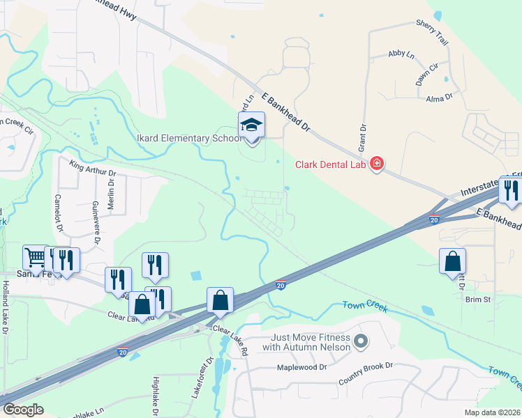 map of restaurants, bars, coffee shops, grocery stores, and more near 317 Jennifer Court in Weatherford