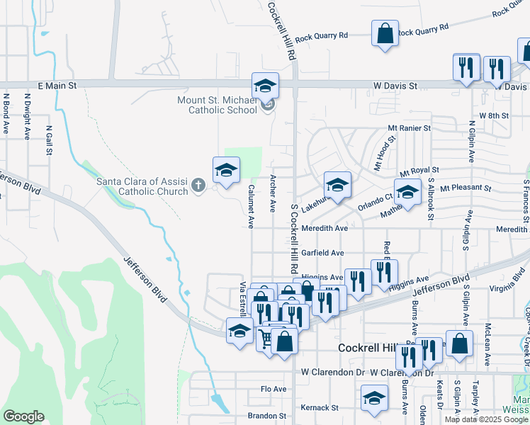map of restaurants, bars, coffee shops, grocery stores, and more near 222 Archer Avenue in Dallas