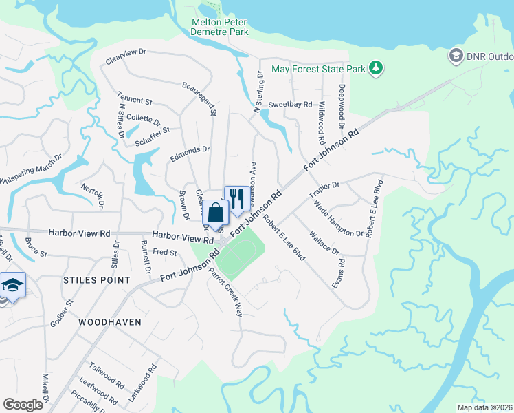 map of restaurants, bars, coffee shops, grocery stores, and more near 781 Swanson Avenue in Charleston