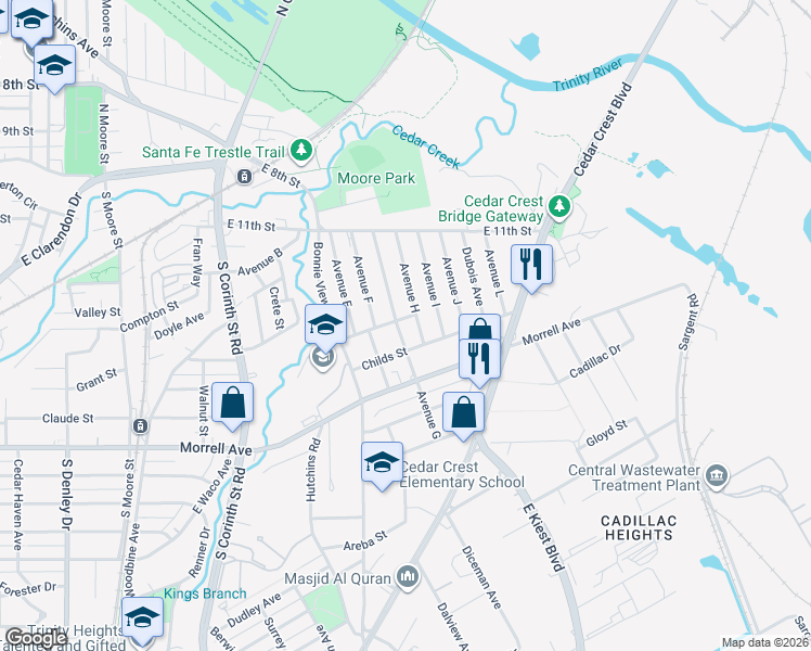 map of restaurants, bars, coffee shops, grocery stores, and more near 503 Avenue H in Dallas