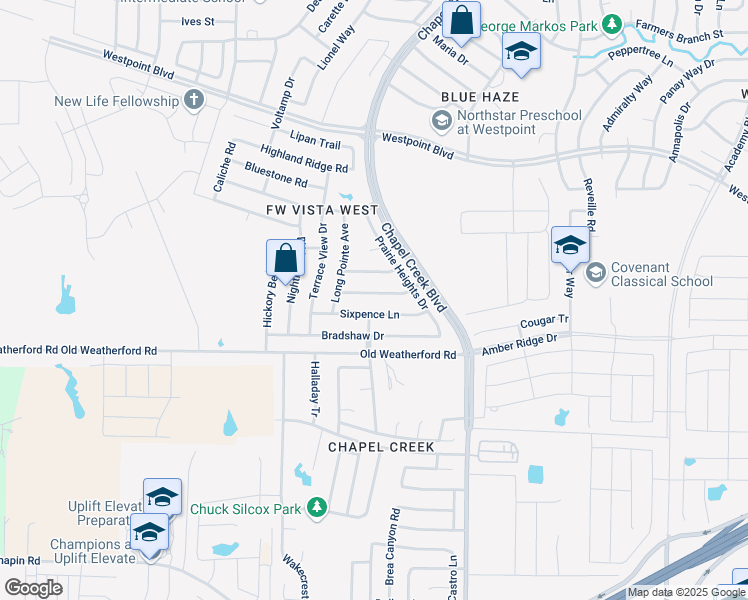 map of restaurants, bars, coffee shops, grocery stores, and more near 10428 Unity Drive in Fort Worth