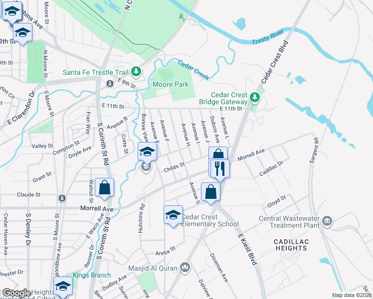 map of restaurants, bars, coffee shops, grocery stores, and more near 503 Avenue H in Dallas