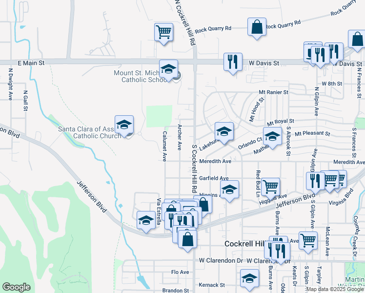 map of restaurants, bars, coffee shops, grocery stores, and more near 222 Archer Avenue in Dallas