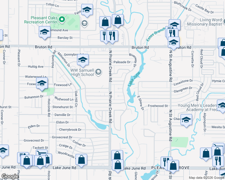 map of restaurants, bars, coffee shops, grocery stores, and more near 1867 Riverway Circle in Dallas