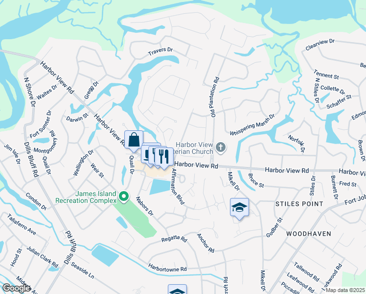 map of restaurants, bars, coffee shops, grocery stores, and more near 862 Shutes Folly Drive in Charleston