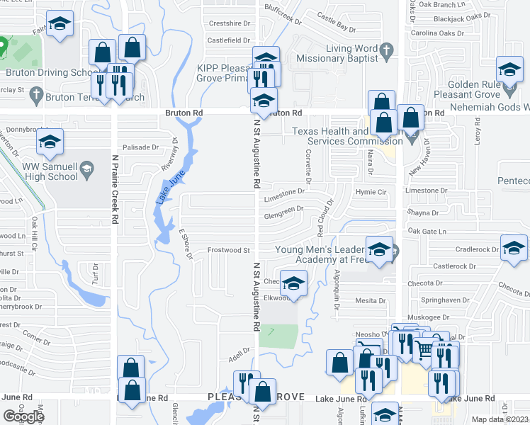 map of restaurants, bars, coffee shops, grocery stores, and more near 9609 Glengreen Drive in Dallas