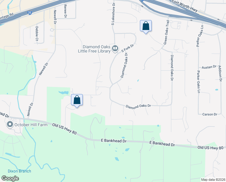 map of restaurants, bars, coffee shops, grocery stores, and more near 312 Diamond Oaks Drive in Hudson Oaks