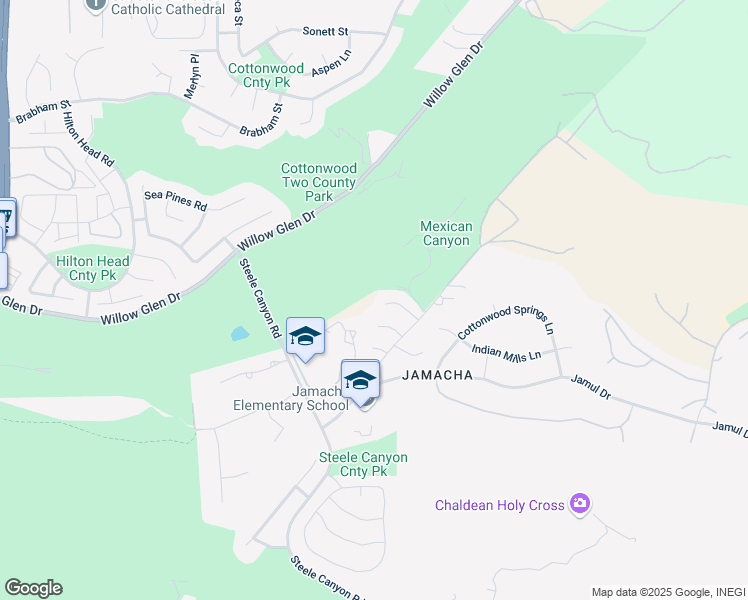 map of restaurants, bars, coffee shops, grocery stores, and more near 3005 Cottonwood View Drive in El Cajon