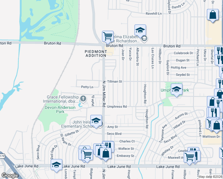 map of restaurants, bars, coffee shops, grocery stores, and more near 1815 Oldfield Drive in Dallas