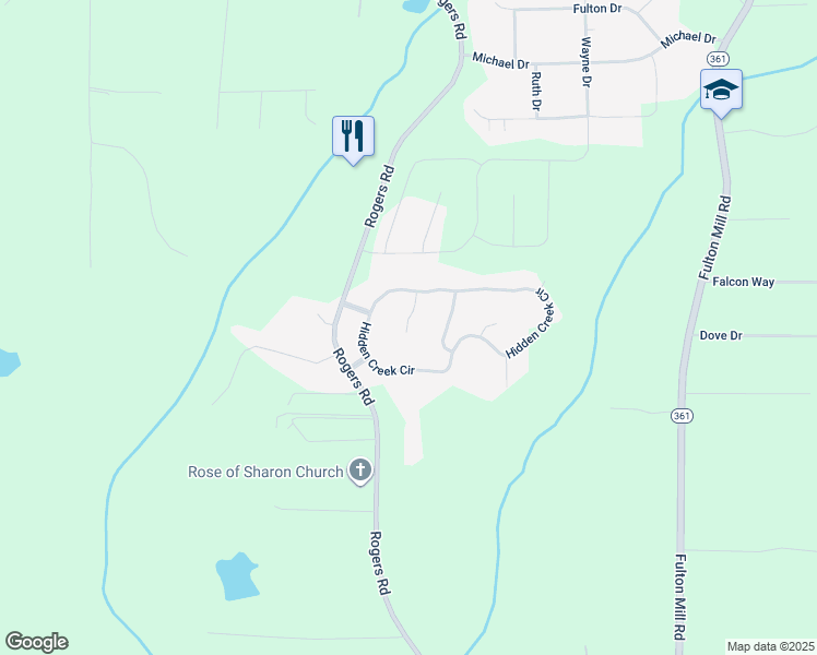 map of restaurants, bars, coffee shops, grocery stores, and more near 313 Woodpoint Court in Lizella