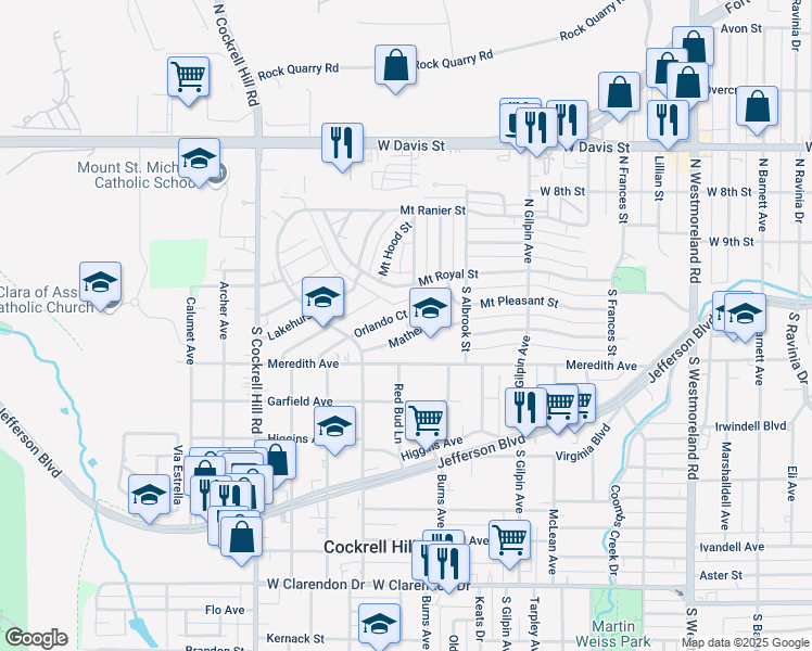 map of restaurants, bars, coffee shops, grocery stores, and more near 3947 Mather Court in Dallas