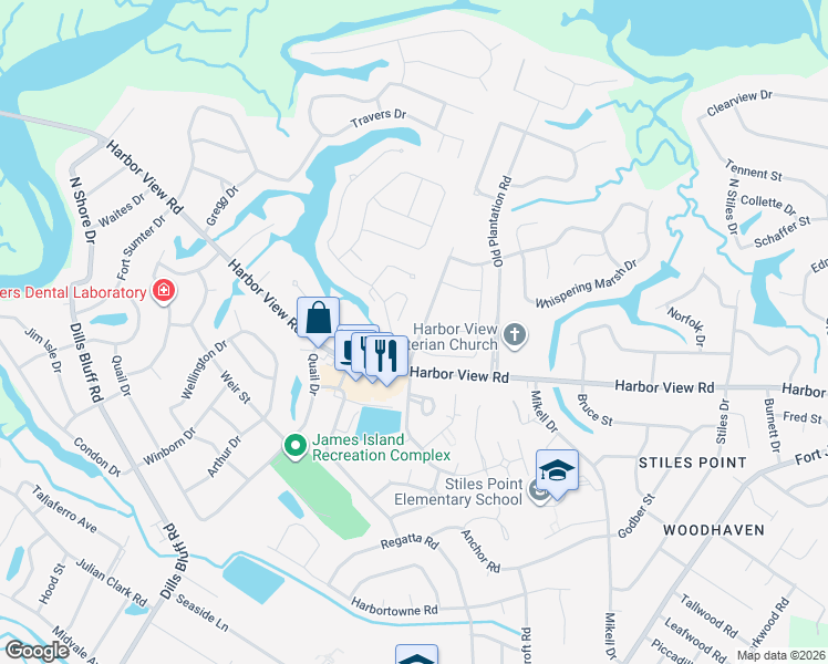 map of restaurants, bars, coffee shops, grocery stores, and more near 862 Shutes Folly Drive in Charleston