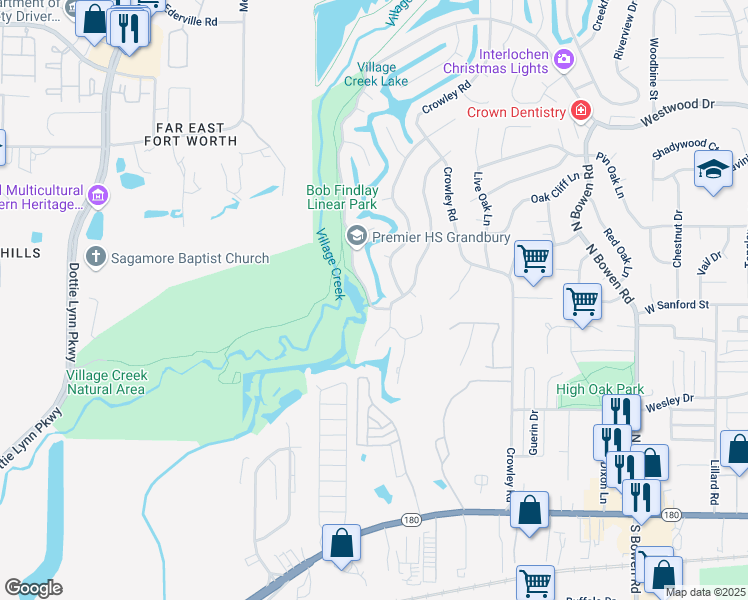 map of restaurants, bars, coffee shops, grocery stores, and more near 703 Findlay Drive in Arlington