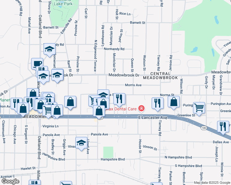 map of restaurants, bars, coffee shops, grocery stores, and more near 4725 Norma Street in Fort Worth