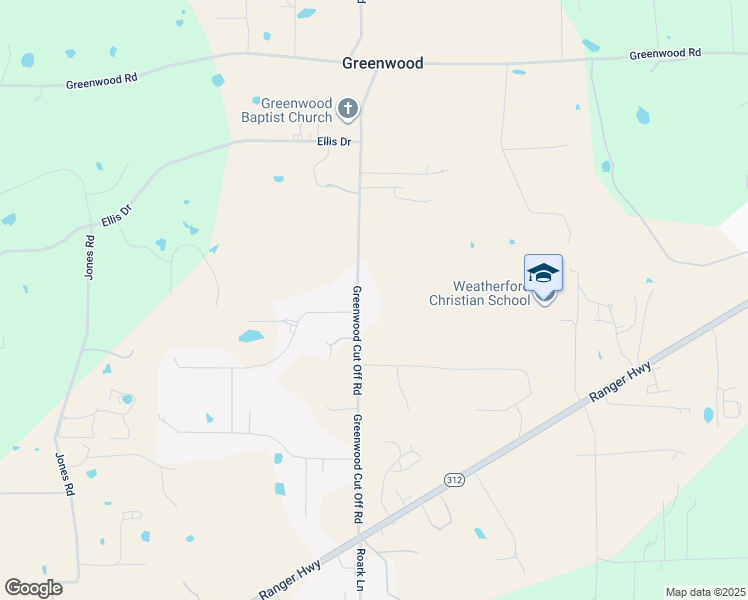 map of restaurants, bars, coffee shops, grocery stores, and more near 2001 Greenwood Cut Off Road in Weatherford