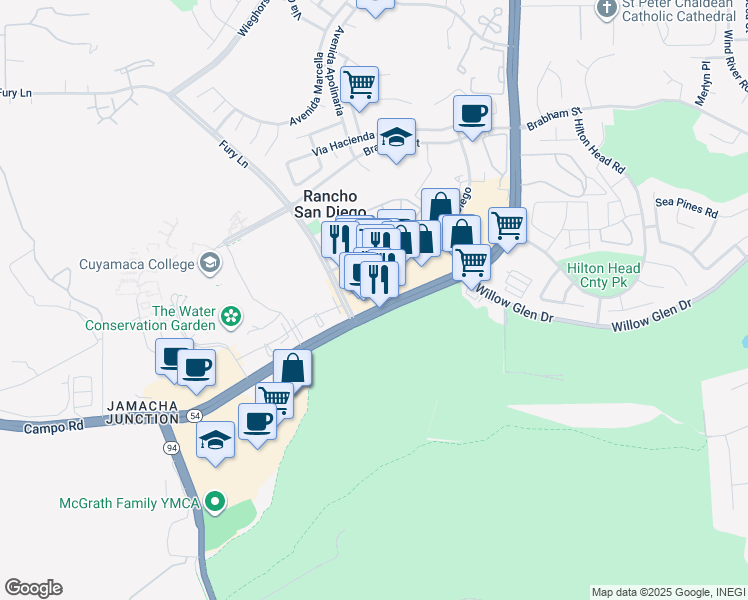 map of restaurants, bars, coffee shops, grocery stores, and more near 2648 Jamacha Road in El Cajon