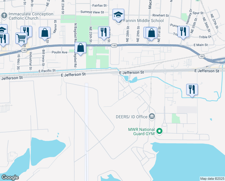 map of restaurants, bars, coffee shops, grocery stores, and more near 8200 West Jefferson Boulevard in Dallas