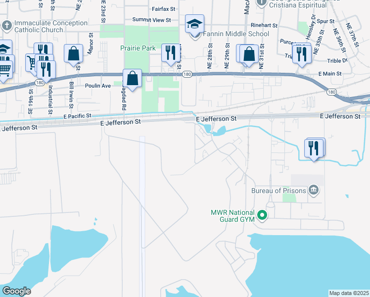 map of restaurants, bars, coffee shops, grocery stores, and more near 8200 West Jefferson Boulevard in Dallas