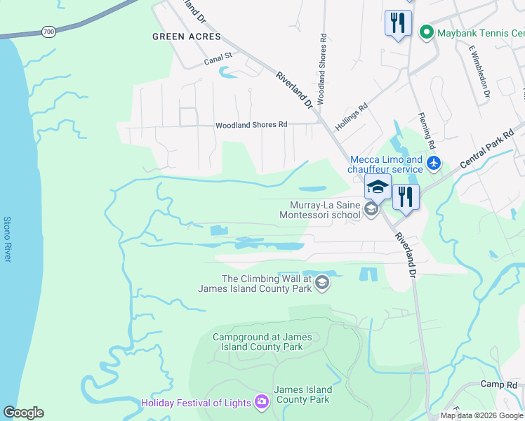 map of restaurants, bars, coffee shops, grocery stores, and more near 2072 Lucky Road in Charleston