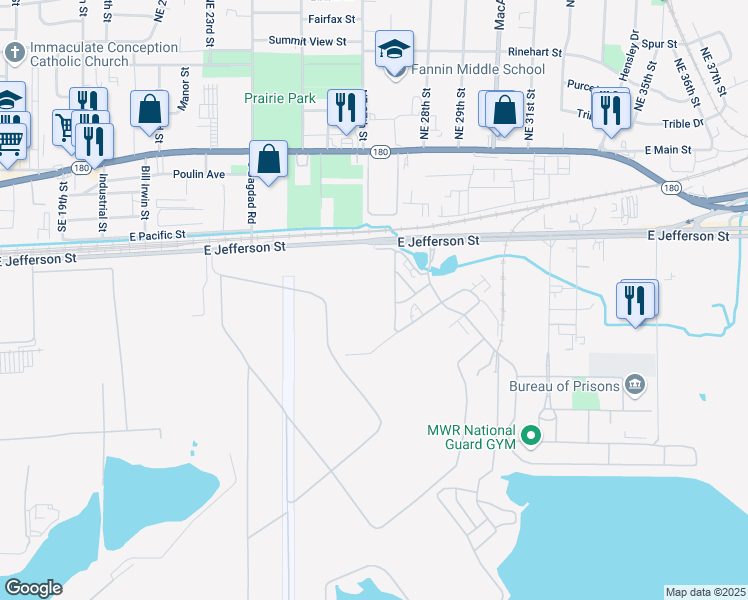 map of restaurants, bars, coffee shops, grocery stores, and more near 8200 West Jefferson Boulevard in Dallas