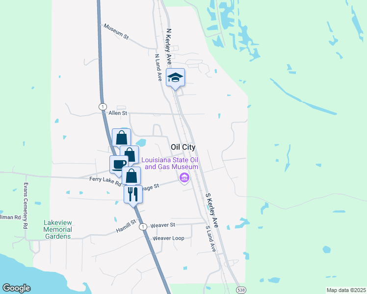 map of restaurants, bars, coffee shops, grocery stores, and more near in Oil City