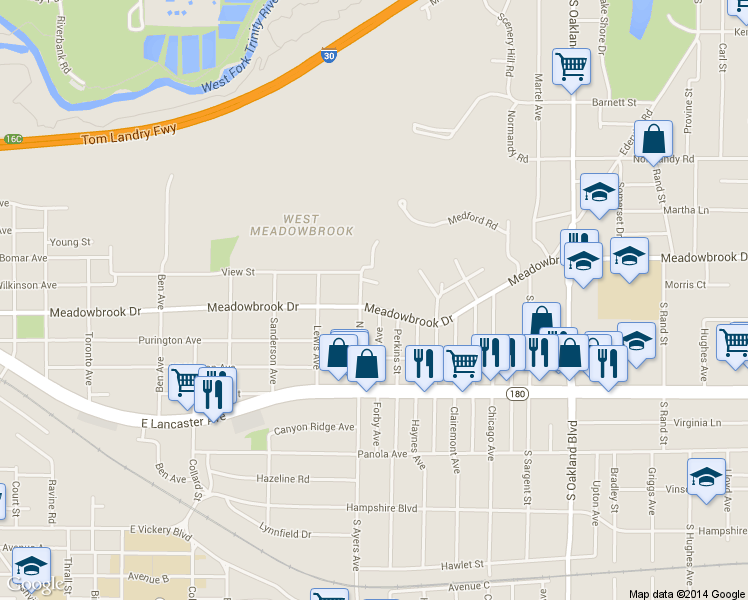 map of restaurants, bars, coffee shops, grocery stores, and more near 2509 North Ayers Avenue in Fort Worth