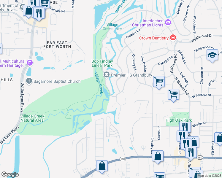 map of restaurants, bars, coffee shops, grocery stores, and more near 703 Findlay Drive in Arlington